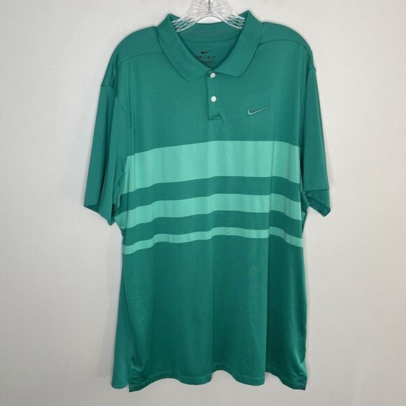 NIKE Shirt Mens XL Dri-Fit Green Performance Polo Standard-Fit Golf - Picture 1 of 7
